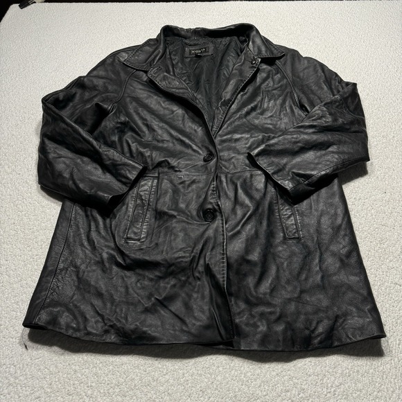 Elliana Women's Jacket Leather Black Soft Shell Button Lined Plus Coat Sz 2X - Picture 1 of 11